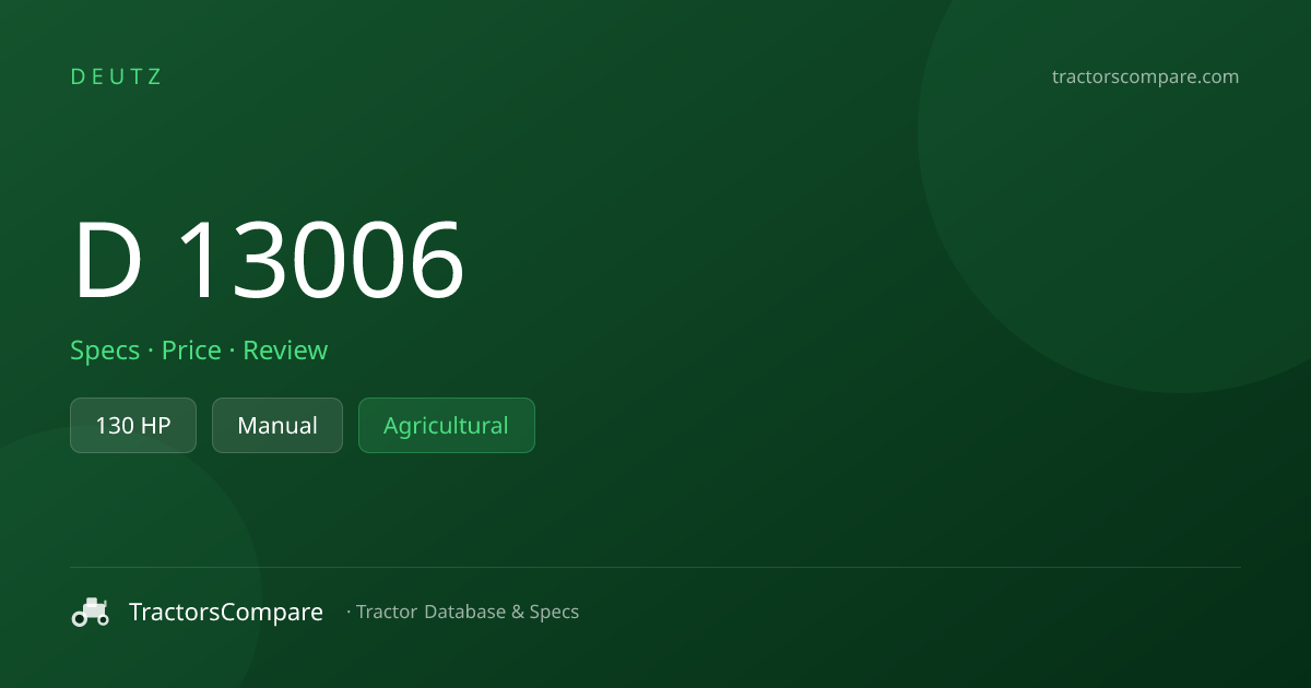 Deutz D 13006 Specs & Tractor Data — 130 HP | TractorsCompare ...