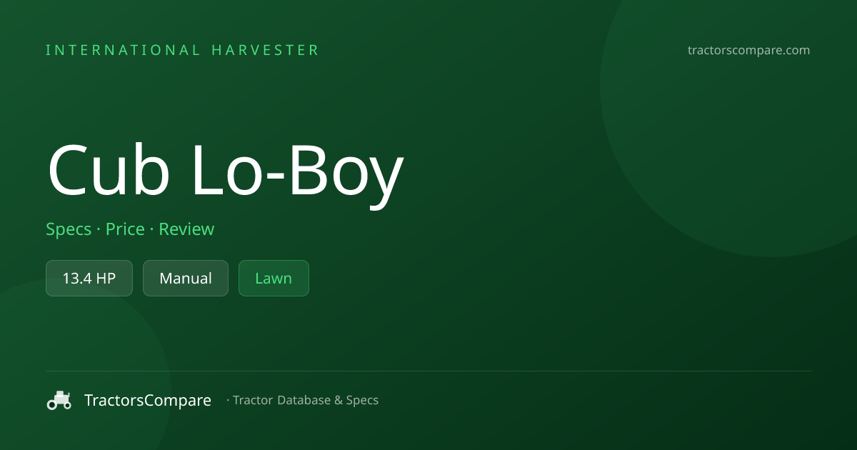 International Harvester Cub Lo-Boy Specs & Tractor Data — 13.4 HP ...