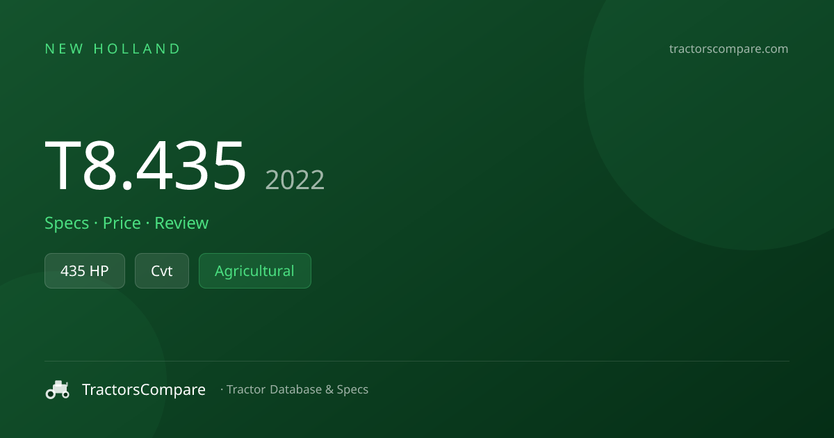 New Holland T8.435 Specs & Tractor Data — 435 HP | TractorsCompare ...
