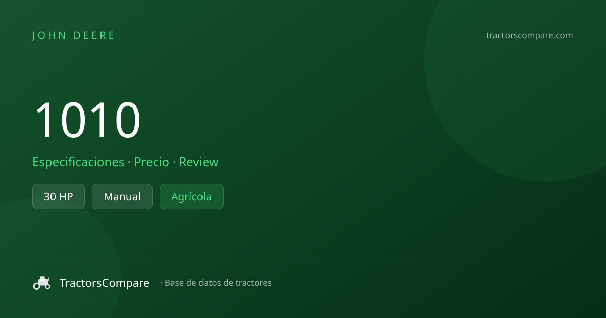 John Deere 1010 Especificaciones y Datos — 30 CV | TractorsCompare ...
